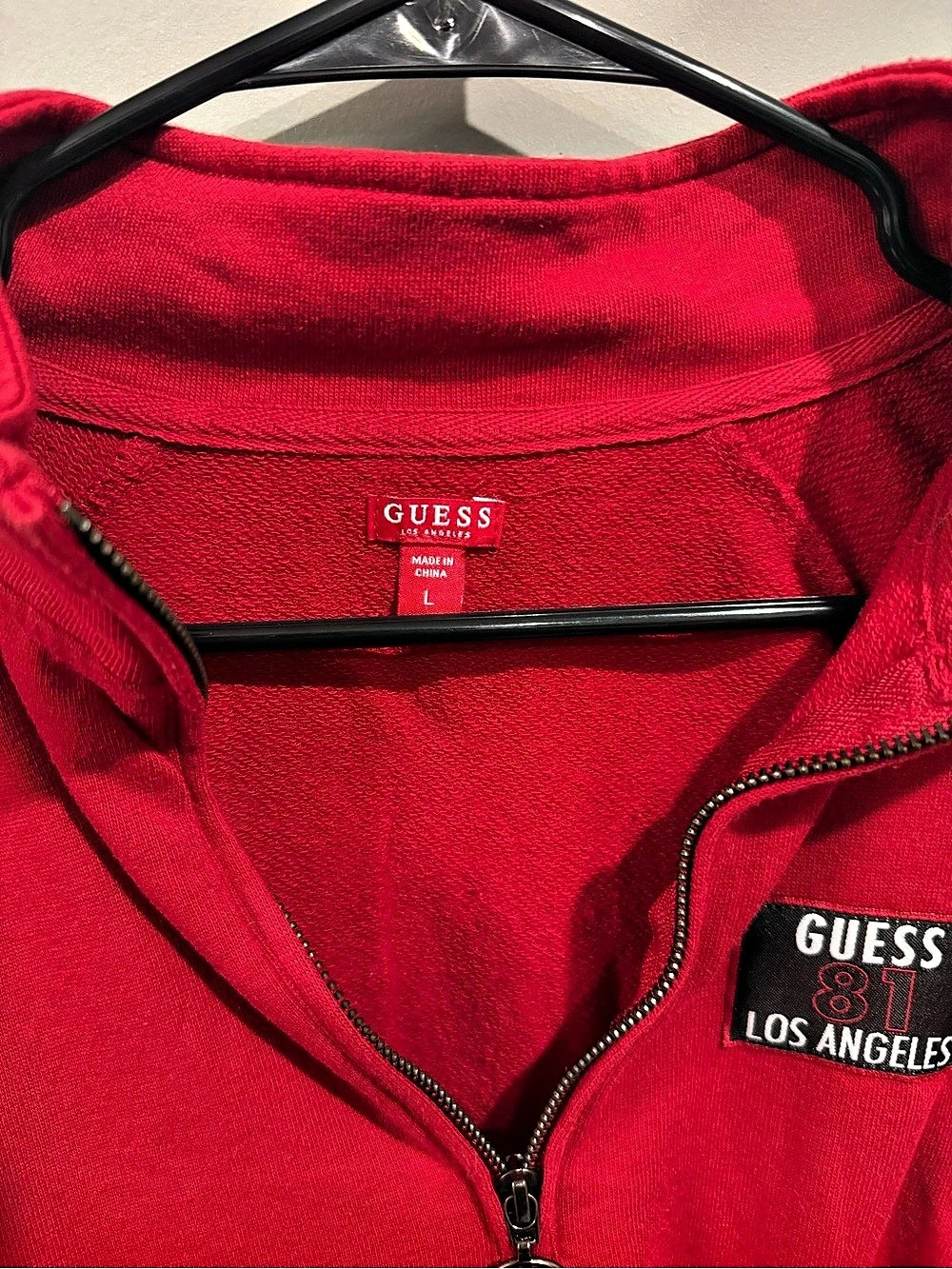 GUESS Red Quarter-Zip Sweatshirt - Picture 2 of 6